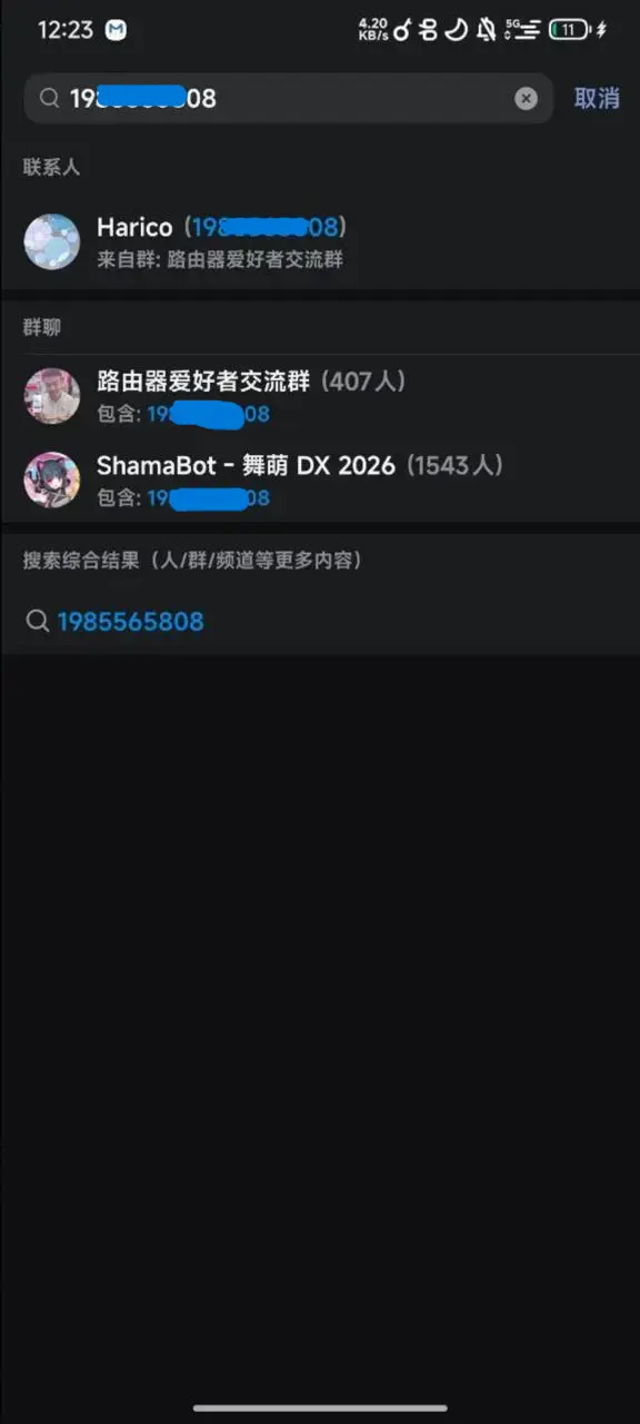 Harico DX 在神秘转发与神秘 Bot 群聊内